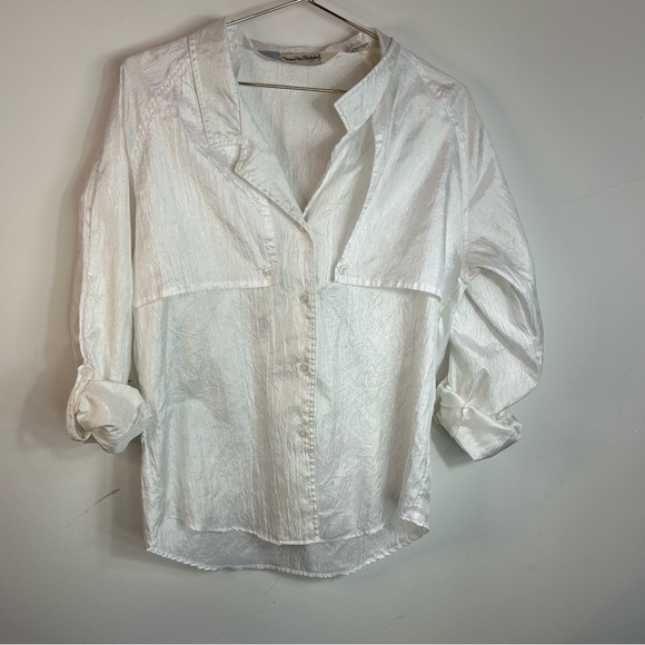 VINTAGE | DIANE VON FURSTENBERG White Bib Blouse - Picture 1 of 3